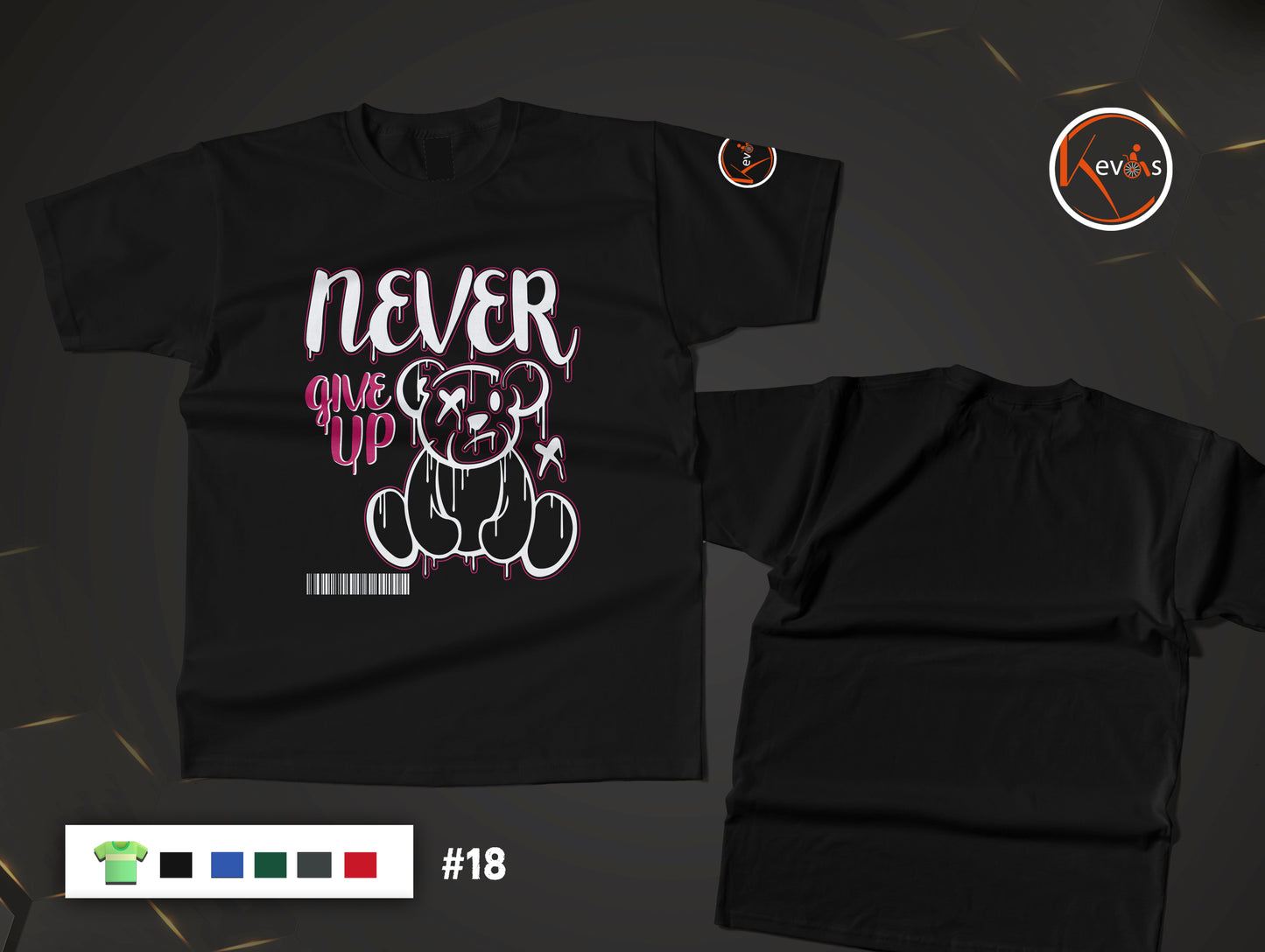 Never Give Up Teddy Bear Inspirational Shirt for Women