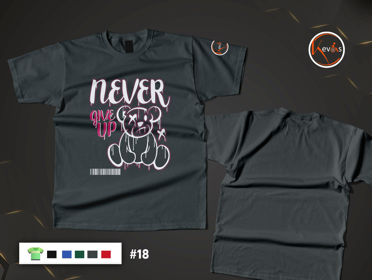 Never Give Up Teddy Bear Inspirational Shirt for Women