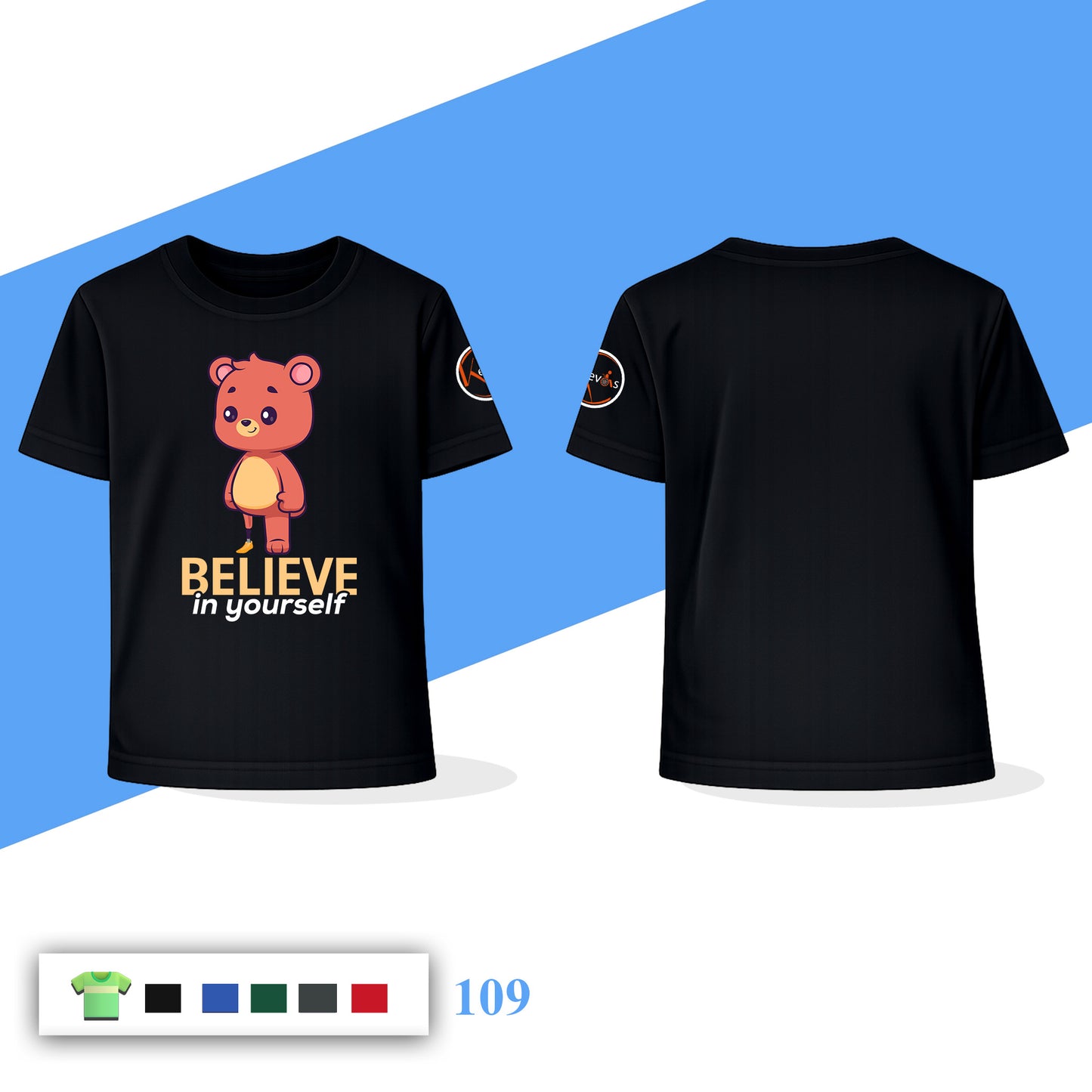 Believe In Yourself Teddy Bear | Disability Awareness Motivational Shirt for Kids