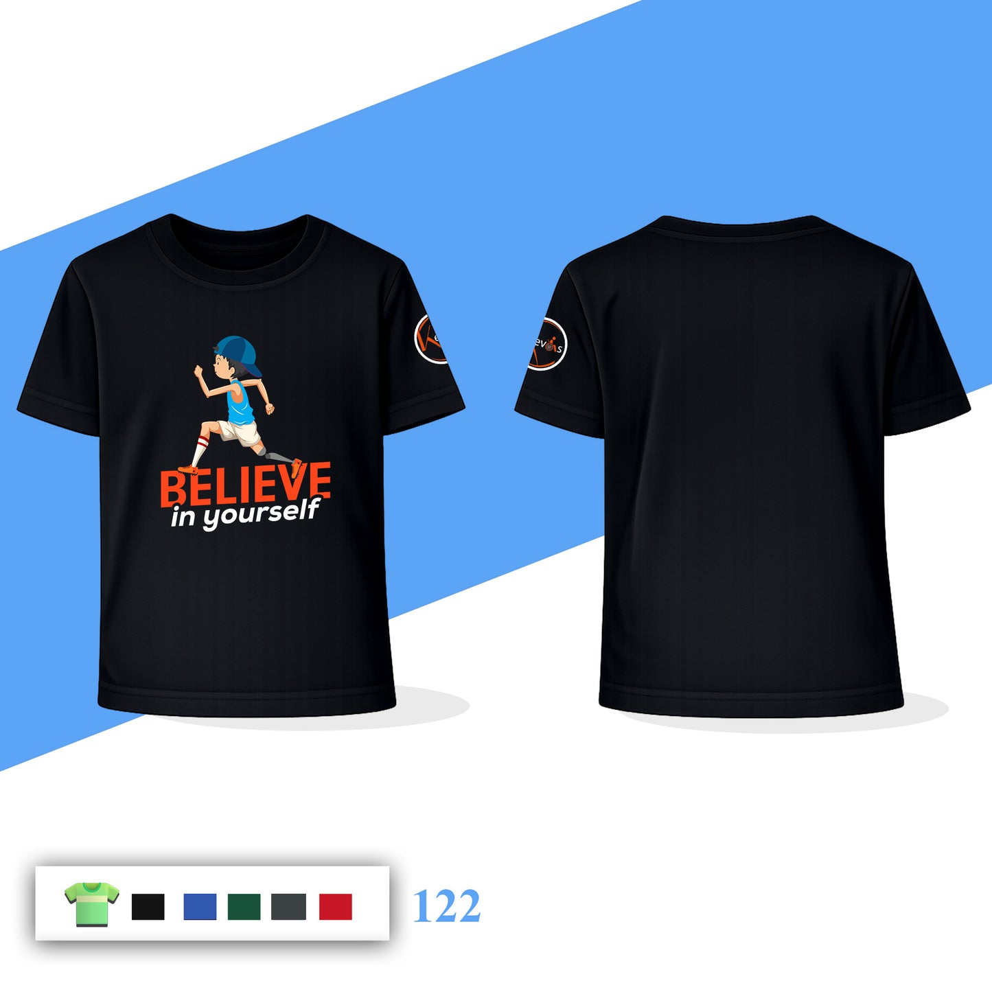 Believe In Yourself Running Boy | Disability Awareness Motivational Shirt for Kids