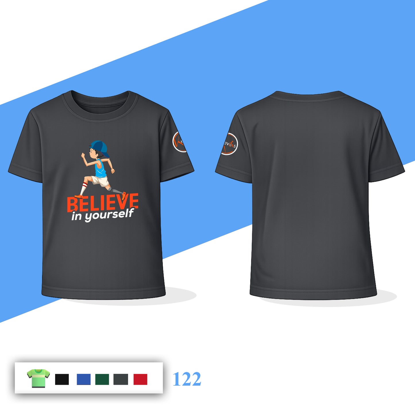 Believe In Yourself Running Boy | Disability Awareness Motivational Shirt for Kids