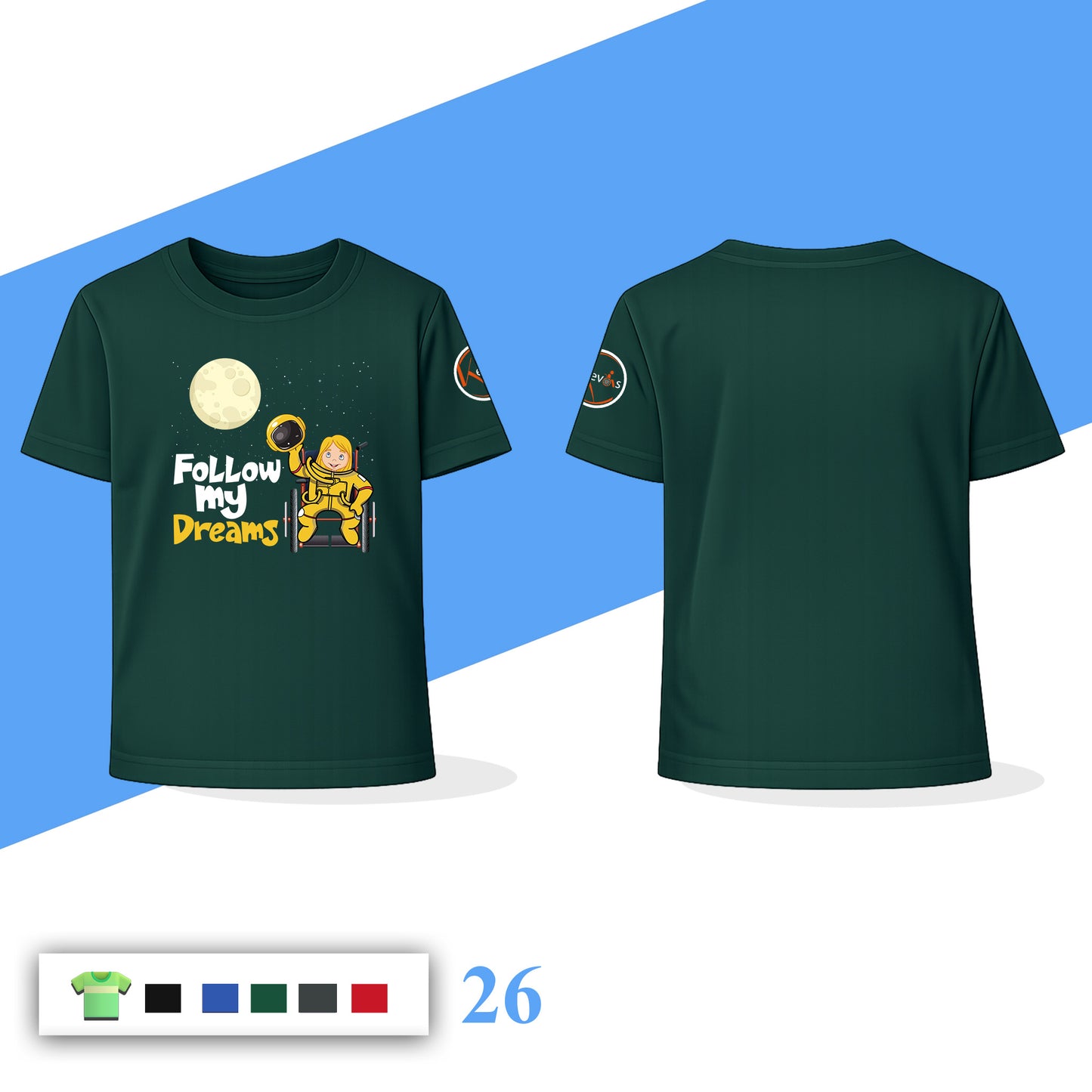 Follow My Dreams Astronaut Girl Fantasy | Disability Awareness Shirt for Kids