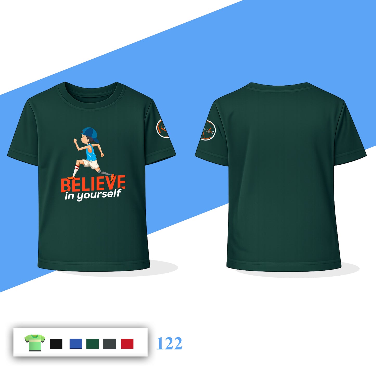 Believe In Yourself Running Boy | Disability Awareness Motivational Shirt for Kids