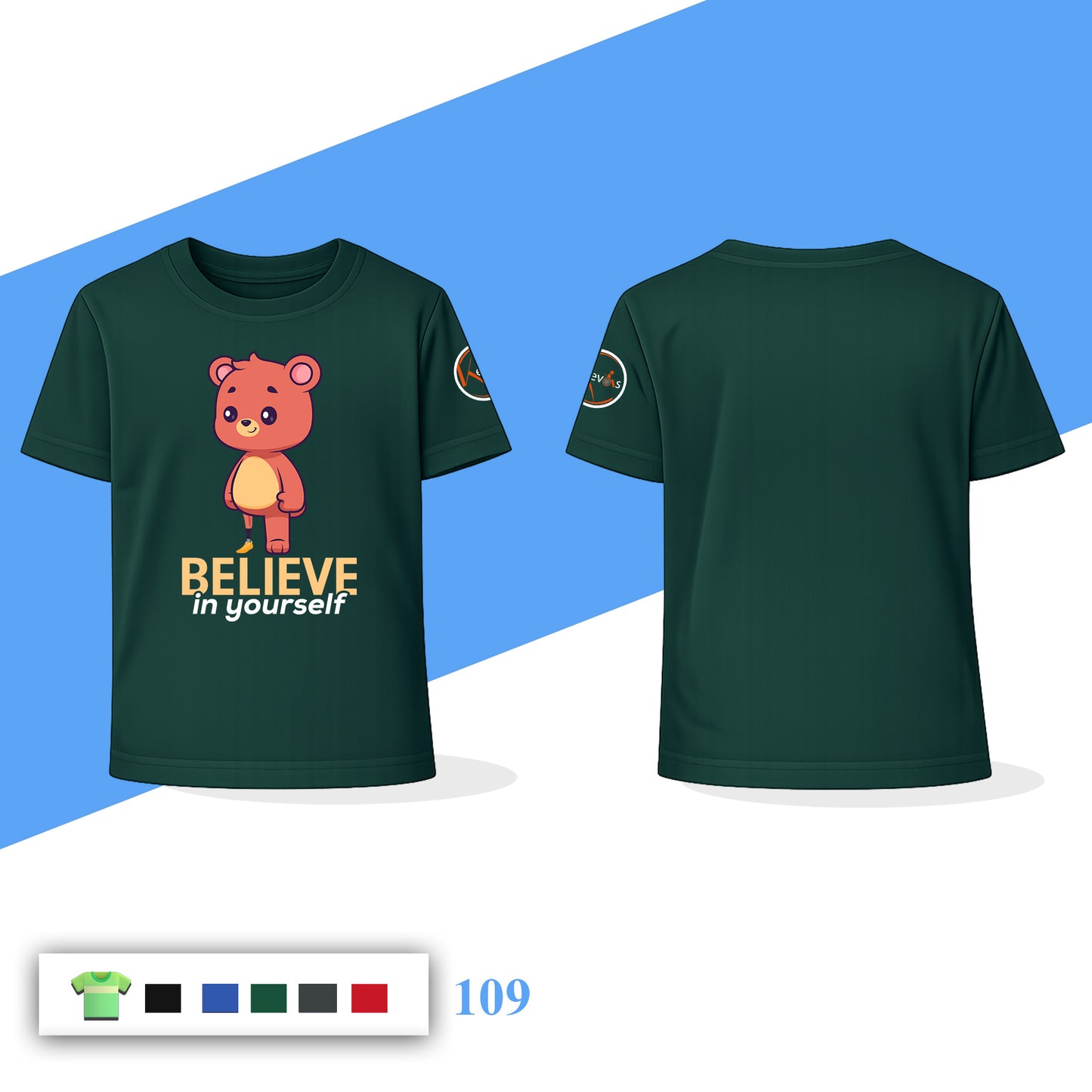 Believe In Yourself Teddy Bear | Disability Awareness Motivational Shirt for Kids