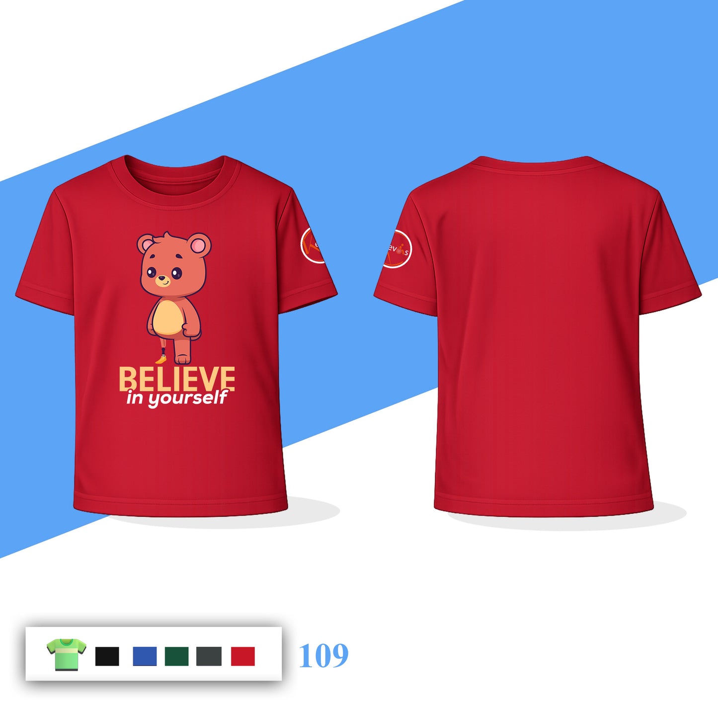 Believe In Yourself Teddy Bear | Disability Awareness Motivational Shirt for Kids