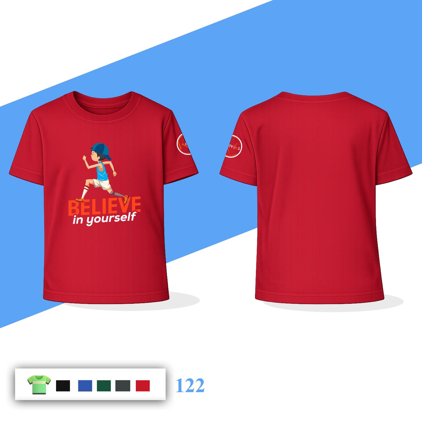 Believe In Yourself Running Boy | Disability Awareness Motivational Shirt for Kids