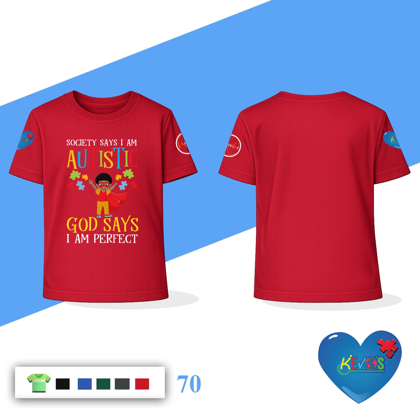 God Says Perfect Autism Superhero Shirt Black Boy Autism Awareness Tee
